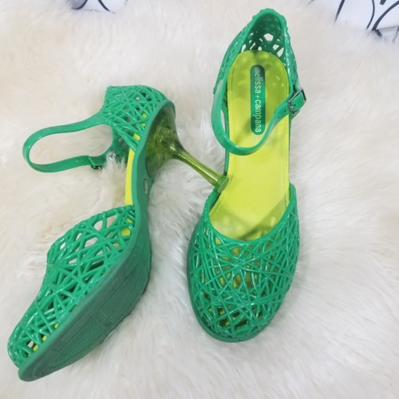 Melissa + Campana green zig zag high heels - Picture 5 of 9